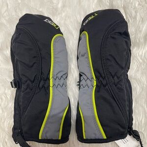 Kids Black Fleece-Lined Mittens( size: s)